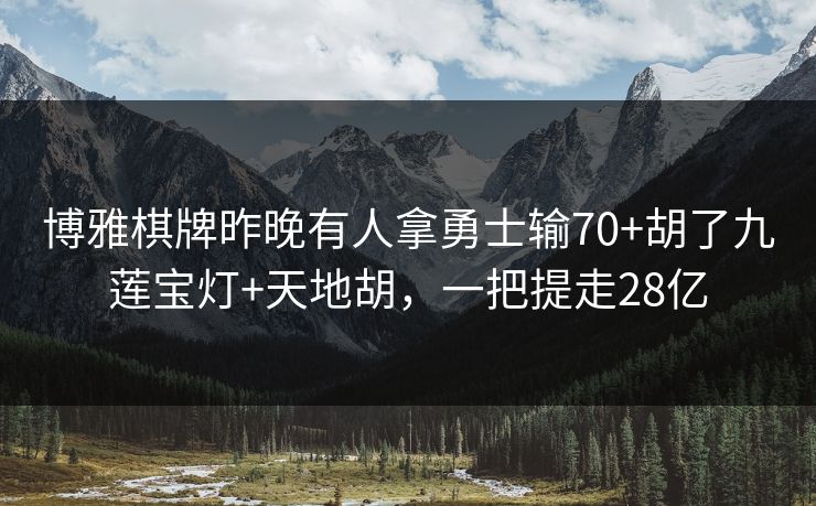 博雅棋牌昨晚有人拿勇士输70+胡了九莲宝灯+天地胡，一把提走28亿