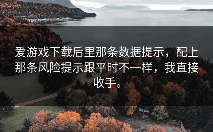 爱游戏下载后里那条数据提示，配上那条风险提示跟平时不一样，我直接收手。