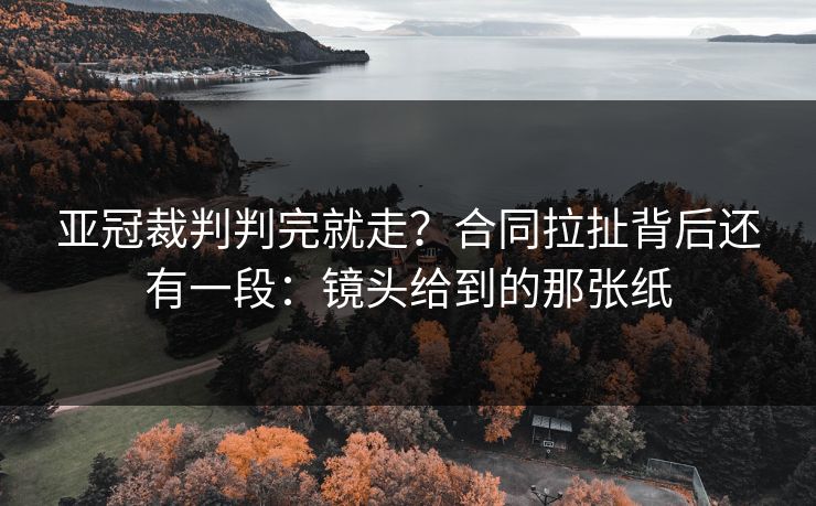 亚冠裁判判完就走?合同拉扯背后还有一段:镜头给到的那张纸 亚冠裁判判完就走?合同拉扯背后还有一段:镜头给到的那张纸